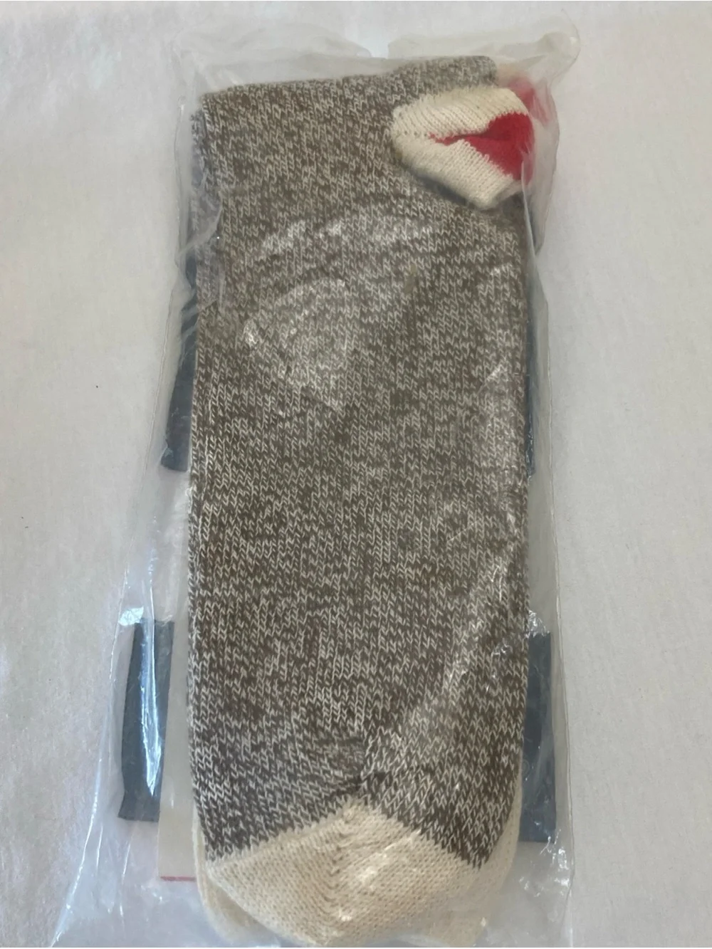 Rockford Red Heel Socks Cream and Marled Brown Crew Socks with red heel NWT